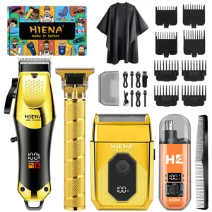 Wireless men's hair clipper, beard trimmer - with LED display screen, USB cordless charging, compound shaver, suitable for home and hairdressing - hair clipper and styling beauty hair gold set, perfect Father's Day gift, men's gift