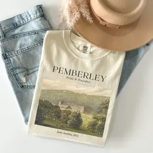 Pride and Prejudice Comfort Colors® T-shirt, Jane Austen Fandom Merch, Pemberley Shirt, Book Lover Gift, Bookish Art Tee, Literary Fan Gift