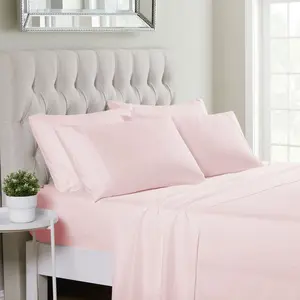 4 Piece Sheet Set, Deluxe Ultra Soft 1500 Series, Double Brushed Microfiber by Sweet Home Collection®- Twin XL, Pale Pink