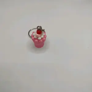 Light Pink Acrylic Cupcake Keychain with Cupcake Design, Includes Ring Attachment