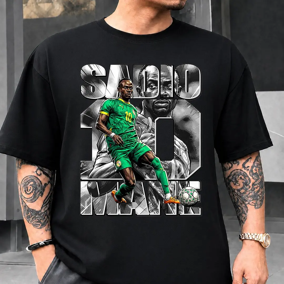Soccer Player T-Shirt, Sadio Mane Comic Football Graphic Tee for Fans, Unisex Game Day Gift