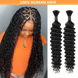 2025 NEW Fashionable Unprocessed Bulk Human Hair for Braiding, Available in One Pack with Two Bundles Weighing 3.53 oz. This Deep Wave Hair Is Perfect for Micro Braids And Comes in Natural Colors, Ranging from 18 to 28 Inches.