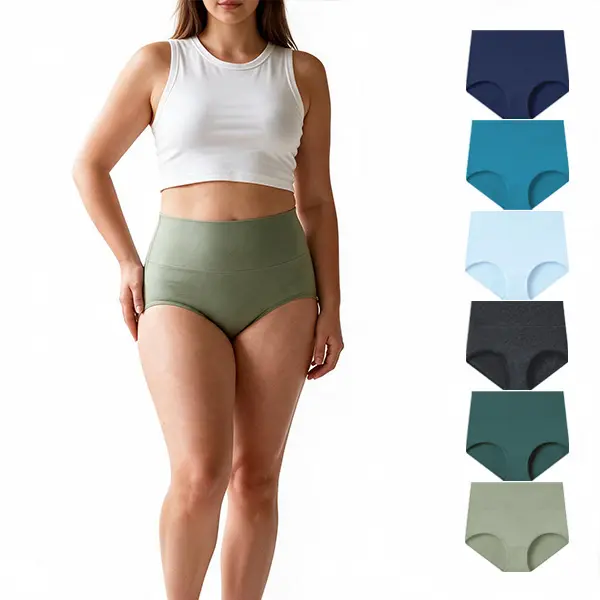 MhzyCaus 6-Pack High-Waisted Cotton Women's Panties, Velvet-Smooth & Fresh, Plush Full Coverage Briefs for Daily Motion, Springy & Color-True, Ever-Ready Comfort lady panty invisible tummy control bikini breathable comfortable knicker seamless fit