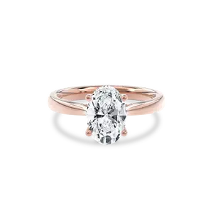 Elara Hidden Halo Salitaire Engagement Ring Oval•Rose Gold