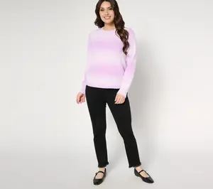 AnyBody Eyelash Yarn Long Sleeve Ombre Sweater