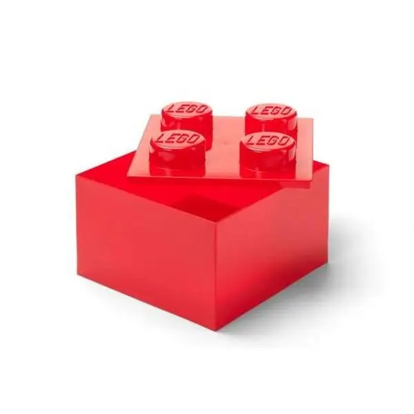 LEGO Stackable Storage Brick with 4 Knobs, Red with a Top Lid Translucent  [COLLECTIBLES] Red, Brick