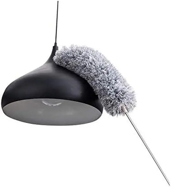 Extendable microfiber duster, bendable washable duster with a long stainless steel pole, reusable dusters for cleaning high ceiling fans, furniture, and cars, home cleaning tool