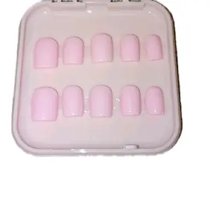 10 piece extra short square baby pink handmade gelpolish press-on nails