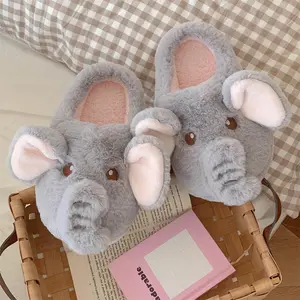 Gentle Elephant Plush Slippers | Cute Animal Face Home Footwear | Soft Indoor Comfort