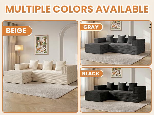 Winzoo DIY Folding Boneless Couch,Oversized Convertible Modular Sectional Sofa Bed,Modern  Cloud Couch,Sleeper Sofa,Futon for Small Spaces Apartment