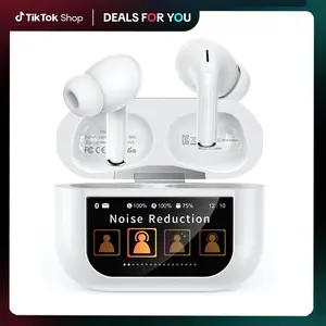 Wireless Earphone, In-ear Design Earbuds with Full Color Display, Noise Cancelling Bluetooth-compatible Earbuds for iPhone Android White Headset Audio Electronic