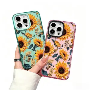 Soft Case for iPhone 17 16 Pro Max 15 Plus 14 13 12 11 Sunflower Symphony Anti-Yellowing Shockproof ultra-thin Silicone Crystal Cover