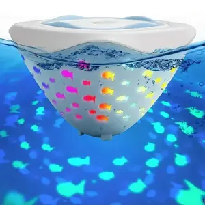 LED Pool Light with Floating Fish Projection, Ip67 Multi-Color Underwater Fountain Lamp, Battery Powered, Party Decoration, Pond & Bathtub Entertainment