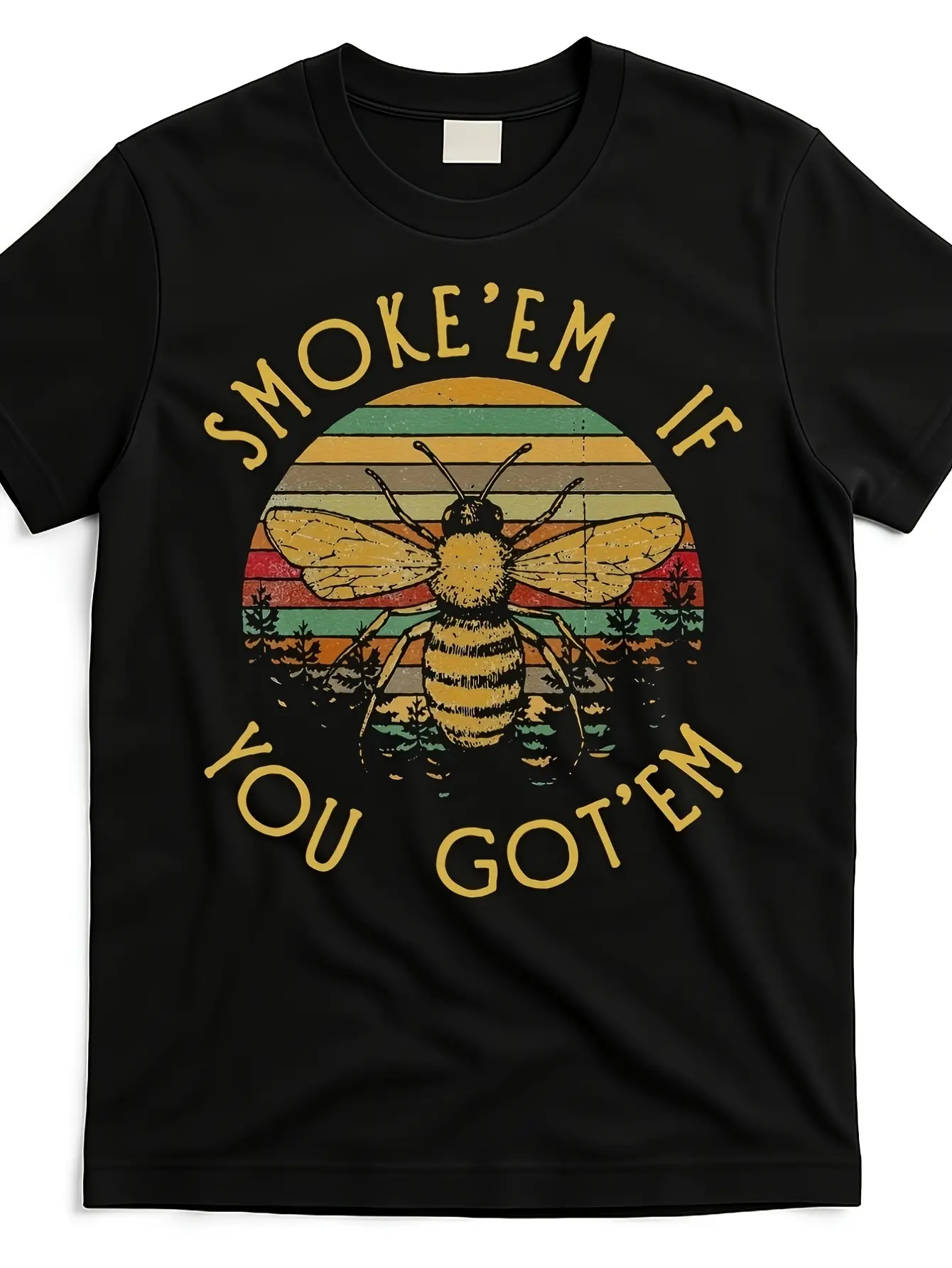 Vintage-Funny-Beekeeping-Bee-Gifts-Smoke-Them-Bees unisex soft cotton short sleeve t shirt, vintage graphic casual tee for men women teens, perfect birthday holiday gift for camping travel gym daily street casual wear