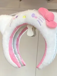 Sanrio Cute Cartoon Kitty Plush Headband, Thickened Wide Hair Band, Adorable Girl Heart Accessory, Perfect for Daily Photos