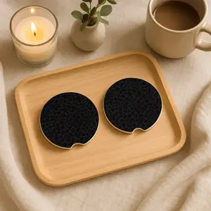 Black Cheetah Print Car Coasters Set of 2 - Stylish Drink Coasters for Car Use - Perfect for Protecting Your Car Interior