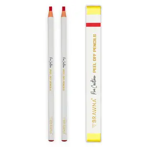 BRAWNA Pro Contour Peel Off Pencil for Eyebrow and Lip Mapping - Set of 2 - Red - PMU Supplies- Lip Blushing Supplies