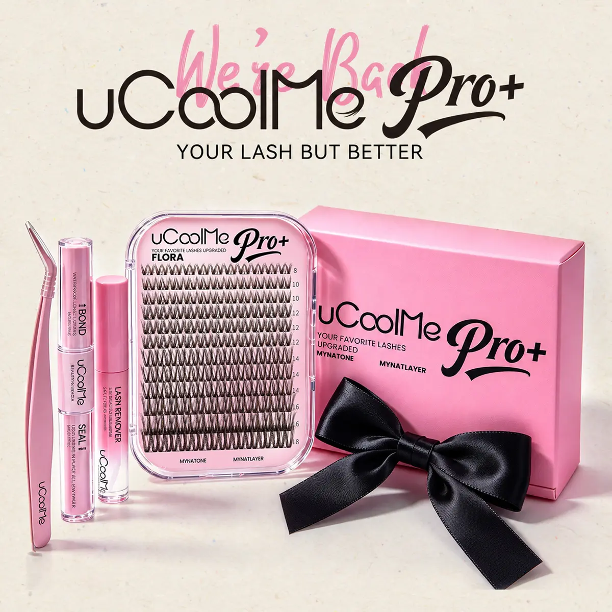 uCoolMe Pro+ DIY Lash Clusters Gift Set, Black & Brown Wispy 3D Layered Eyelash Extensions, Natural to Full Styles, Gift for Her, Upgraded Bond & Seal, Remover & Applicator，Individual Options