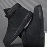 Men's Warrior High Top Casual Shoes, Sneaker, Pure Simple Design, PU Leather, Anti-Slip, Durable, Suitable for Work, School, Leisure