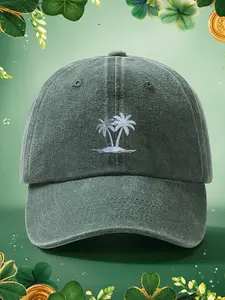 Coconut Tree Embroidered Baseball Cap, Large Head Circumference, Perfect for Outdoor Travel Use, Stylish and Comfortable Hat, Outdoor Hats