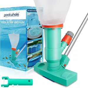 POOLWHALE Upgrades Pool Spa Pond Mini Jet Vac Vacuum Cleaner w/Brush, Bag,6 Sections Telescopic Pole of 56.5" and Handle
