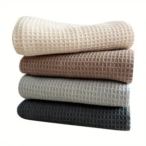 4pcs Waffle Dish Towels, Household Kitchen Plain Rags, Thickened Cleaning Cloth, Kitchen Absorbent Square Towel, Mixed Color