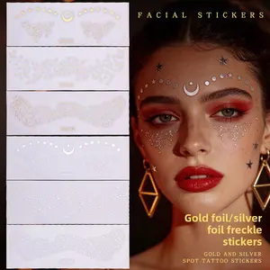 Gold & Silver Foil Freckle Stickers – Realistic Face Tattoos, Waterproof & Long-Lasting, Natural Sunburn Look, Music Festival & Party Makeup Essential