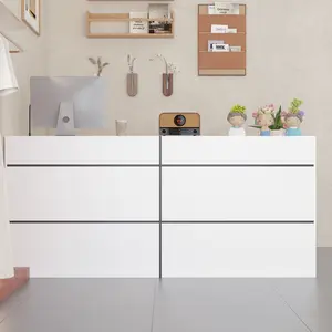 FUFU&GAGA Reception Desk with Shelves, Reception Table with Storage, Modern Front Counter Checkout Table Retail Counter for Lobby Shop, White&Black