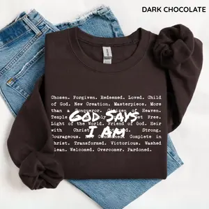 God Says I Am Christian Sweatshirt, Bible Verse, Christian Gift for Women, Jesus Christmas Gift, Love and Grace Holiday Crewneck