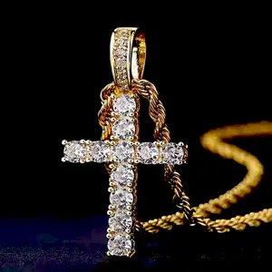 XINCY Cross Hip-Hop Men's Pendant Necklace with CZ Stones Simple Faith Jewelry Gift for Christian Boys men woman