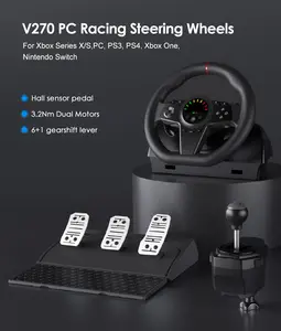 V270 Multi-Platform Racing Steering Wheel with Hall Sensor Pedals & 6+1 Speed Shifter