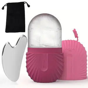 2pcs/set Ice Face Roller StainlessSteel Gua Sha Tool Set Skin Care Beauty Set FaceMassage Roller LiftingContouring Tool Reusable