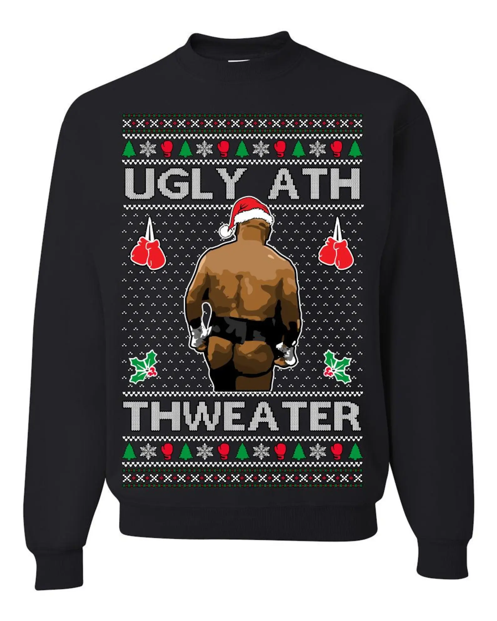 Ugly Ath Sweater Merry Chrithmith, Mike Tyson Butt Viral Ugly Ass Boxing Fight Meme Men Women Funny Ugly Christmas Sweater Ugly Christmas