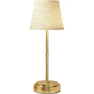 Rechargeable Cordless Table Lamp Gold - 1 Pack Brass 7500mAh Battery Operated Lamp, Small Antique Brass Aesthetic Desk Lamp for Kitchen Counter, Bathroom Vanity & Dining Room