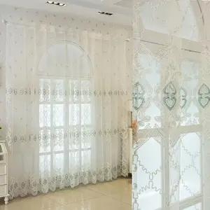 1pc French Luxury Embroidered Lace Window Curtain, Living Room Bedroom Privacy Dual Protection, Balcony Study Soften Light, Easy Care European Style Decorative Curtains