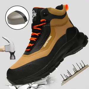 SAFETREK Men's High-Top Safety Sneakers Round Toe Steel Toe Work Boots Lace-Up Design Non-Slip Sole All-Season Comfort Breathable for Daily Work - Worker