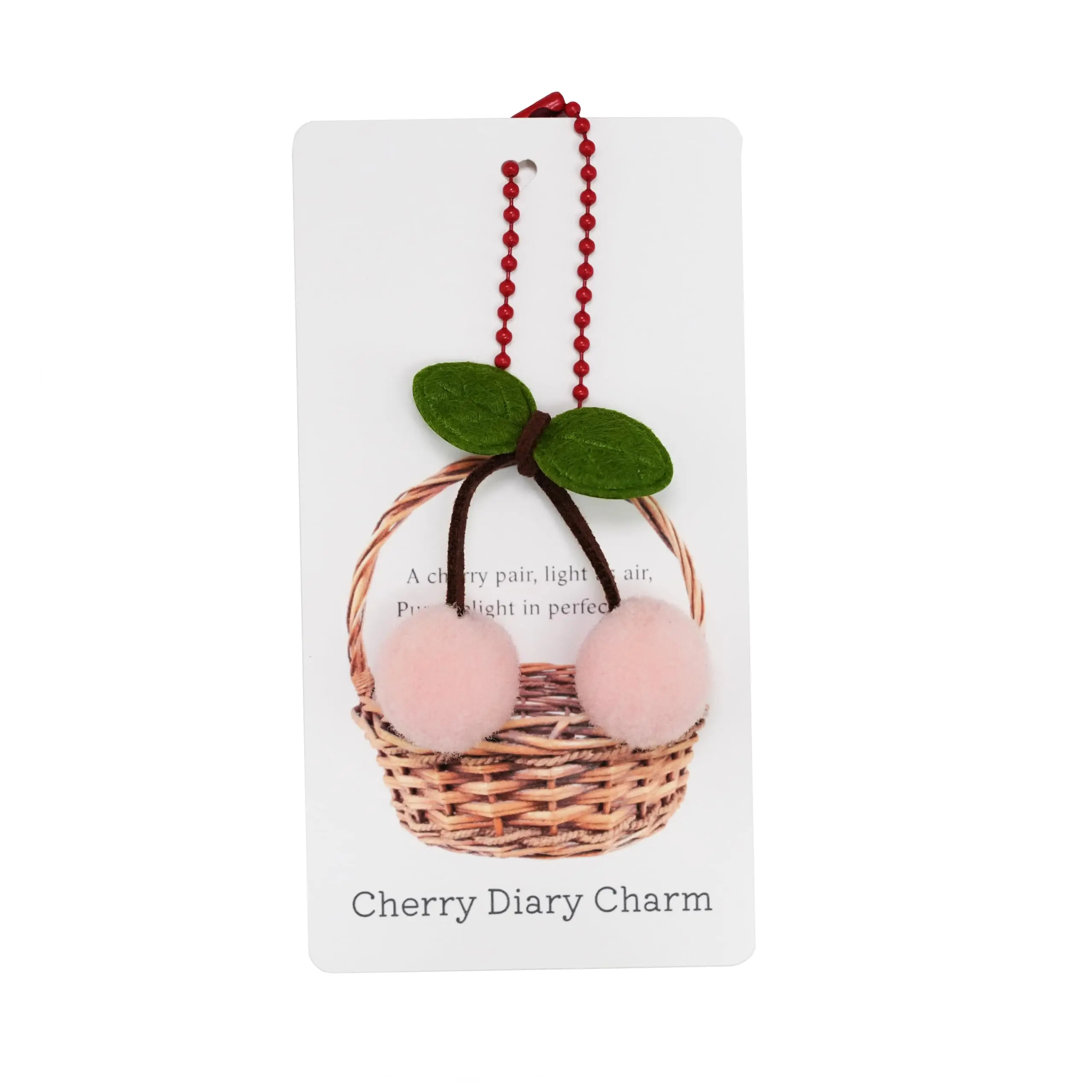 Cherry Diary Charm - Diary Cover Dangle Accessory - Trinket Bauble