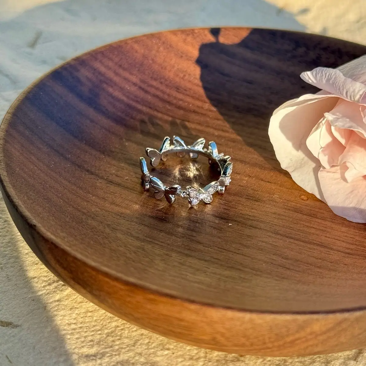 Dank Dank Butterfly silvery rings, adjustable, statement rings, Sterling silvered ring