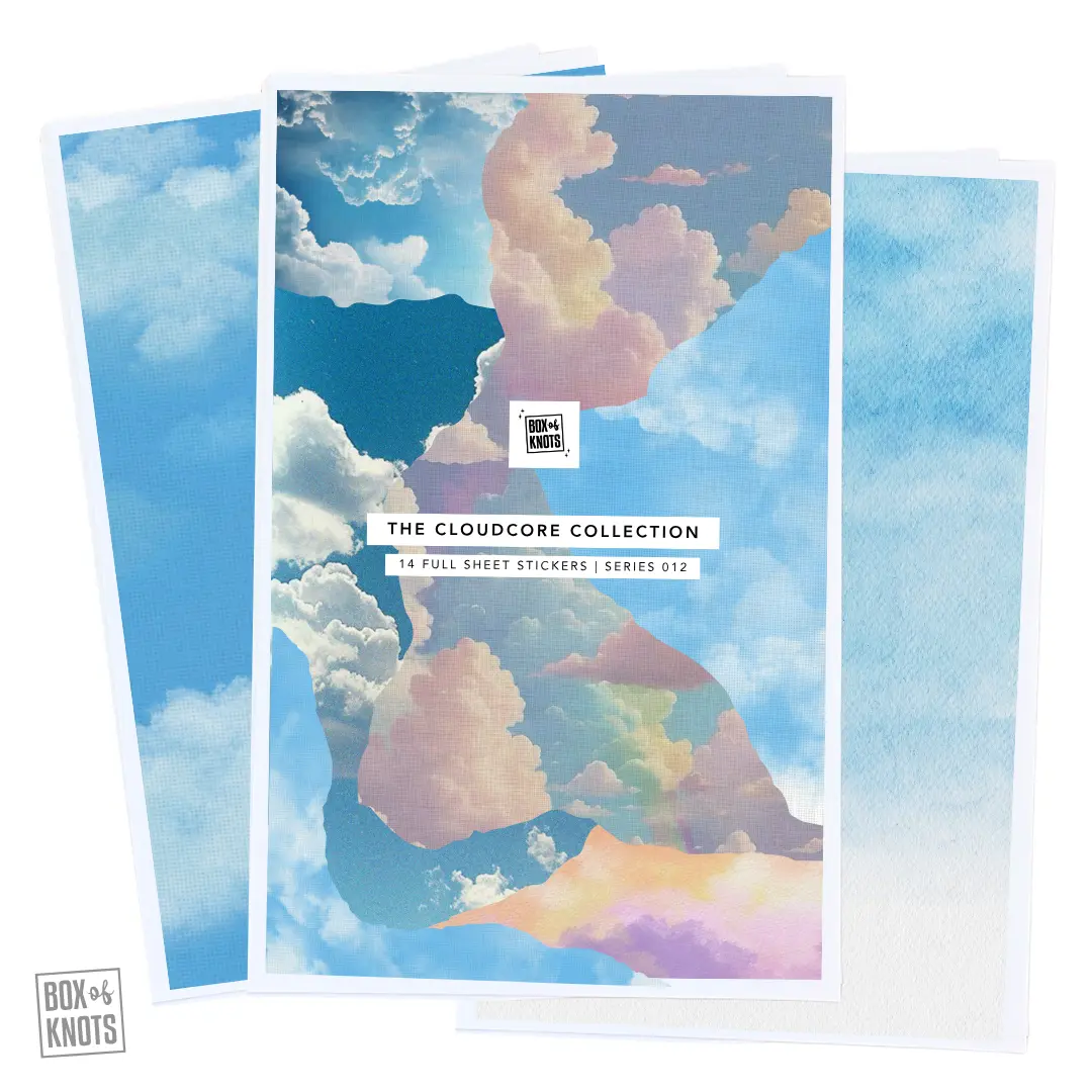 The Cloudcore Background Collection | Series 012 | “Textured and Muted Cloud Backgrounds” | Full Sheet Sticker Collage Adhesive | Matte Decorative Junk Journaling Decor | Scrapbooking