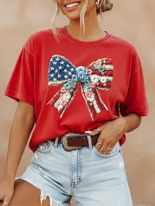 Team USA Bow ~ Unisex Short Sleeve CC Garment Dyed T-Shirt Printed in the USA