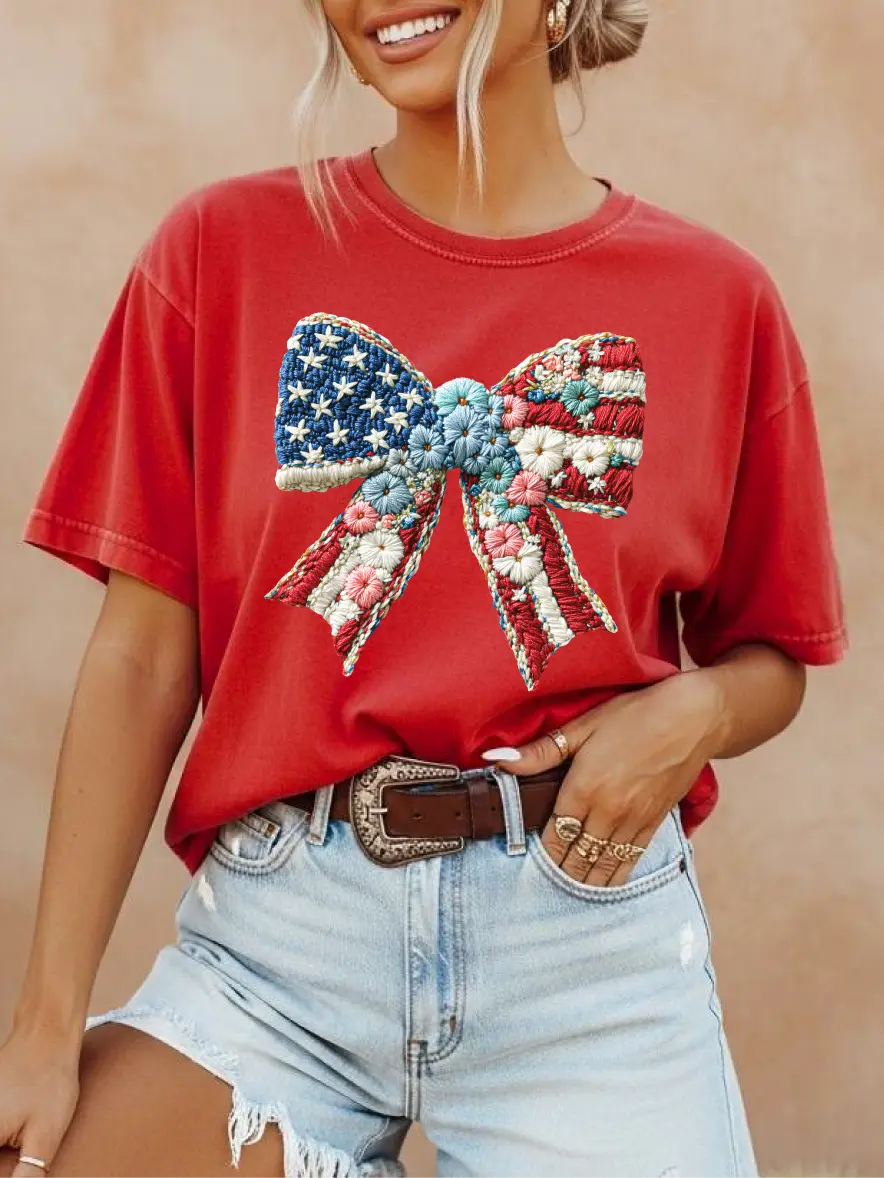 Team USA Bow ~ Unisex Short Sleeve CC Garment Dyed T-Shirt Printed in the USA