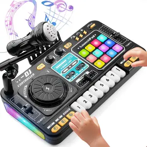 Multifunctional DJ Controller Toy,1Box Music Simulation Toy with Microphone &Piano Key, Educational Music Toy for Kids,Home Entertainment Toy for Kids Musical Audio Adjustable Device