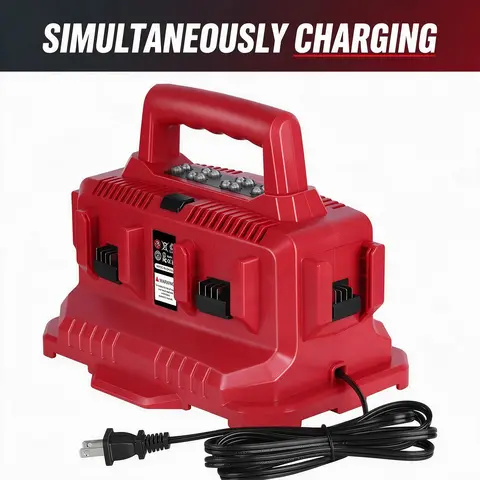 6 Port M-18 Battery Charger for Milwaukee 18V Batteries, Charges 6 Batteries at Once, Compatible with Milwaukee M-18 48-59-1806 48-59-1817 48-59-1815 48-59-1802 Lithium Battery Charging Station