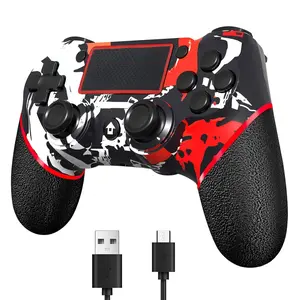 Upgraded  Controller for Ps4 Gamepad Compatible with Ps4/Pro/Slim/Windows PC,Joystick for PS4 with Touchpad/Stereo Headphone Jack/Six-axis Motion Control/  (Flame Red)