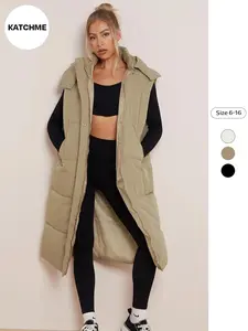 Versatile Plain Hooded Zip-Up Side Pocket Cotton Vest