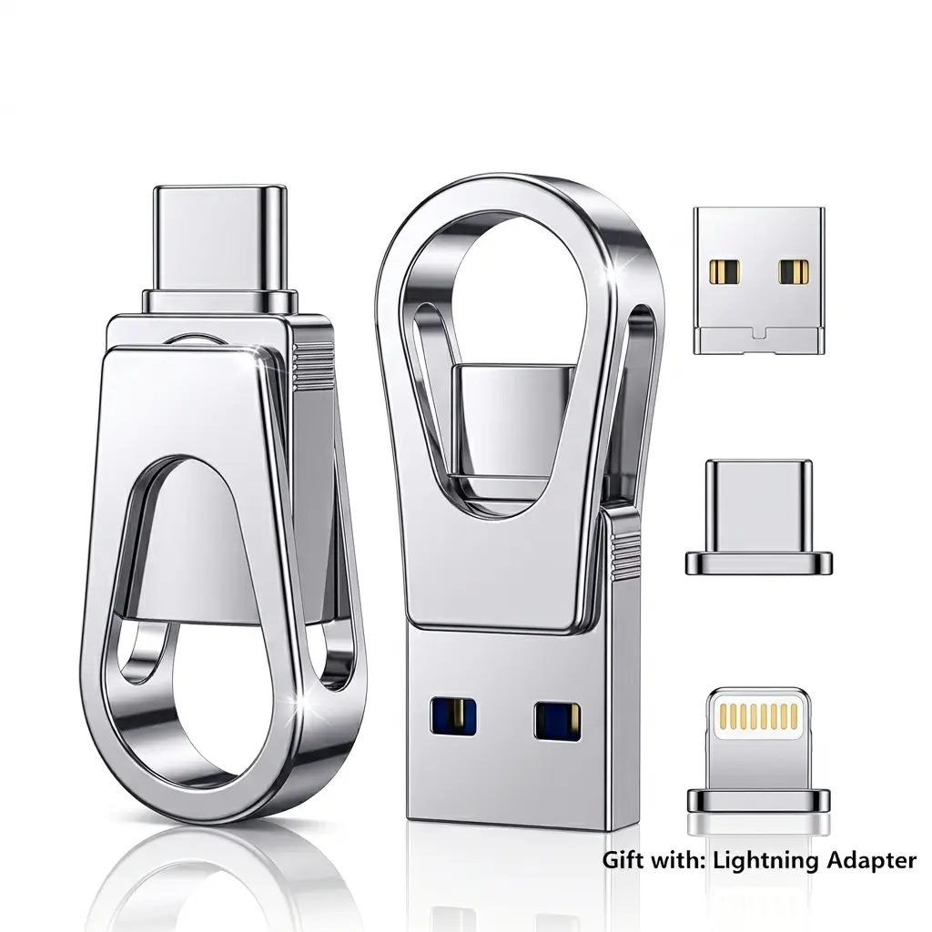 USB Flash Drive 3-in-1, Type-C OTG Dual Interface, Large Capacity Memory Stick, No App Needed, Compatible with iOS Android , for Phone Computer ,Student Office Use