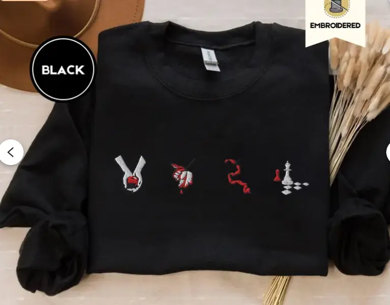 Twilight-Inspired Embroidered Sweatshirt – Book Cover Aesthetic Crewneck