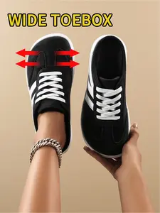 Women's Slip-On Mule Sneakers | Retro Striped Design, Breathable & Lightweight, Backless Casual Shoes for Everyday Wear
