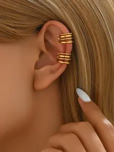 Stainless Steel Clip-On Earrings, No Piercing Required, Three-Strand Spiral Design, Daily Wear Jewelry Accessory