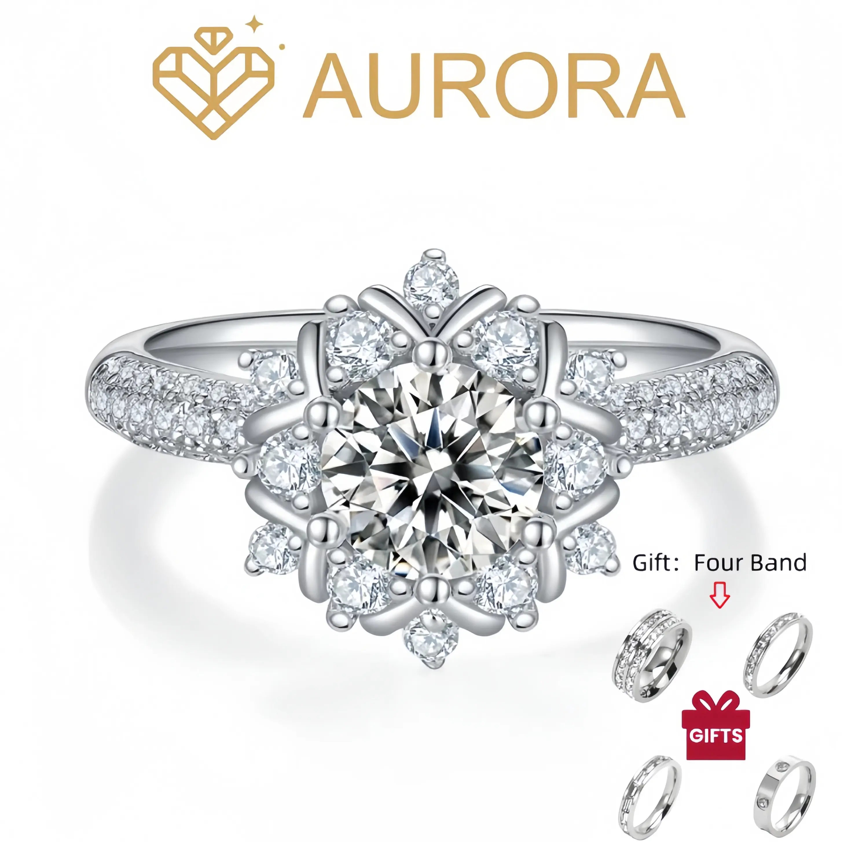 【#02 Blooming Grace】1ct Moissanite Ring, 925 Sterling Silver Diamond Alternative Jewelry, Girlfriend Birthday Gift, Birthday Wishlist Item for Engagement & Party Occasions
